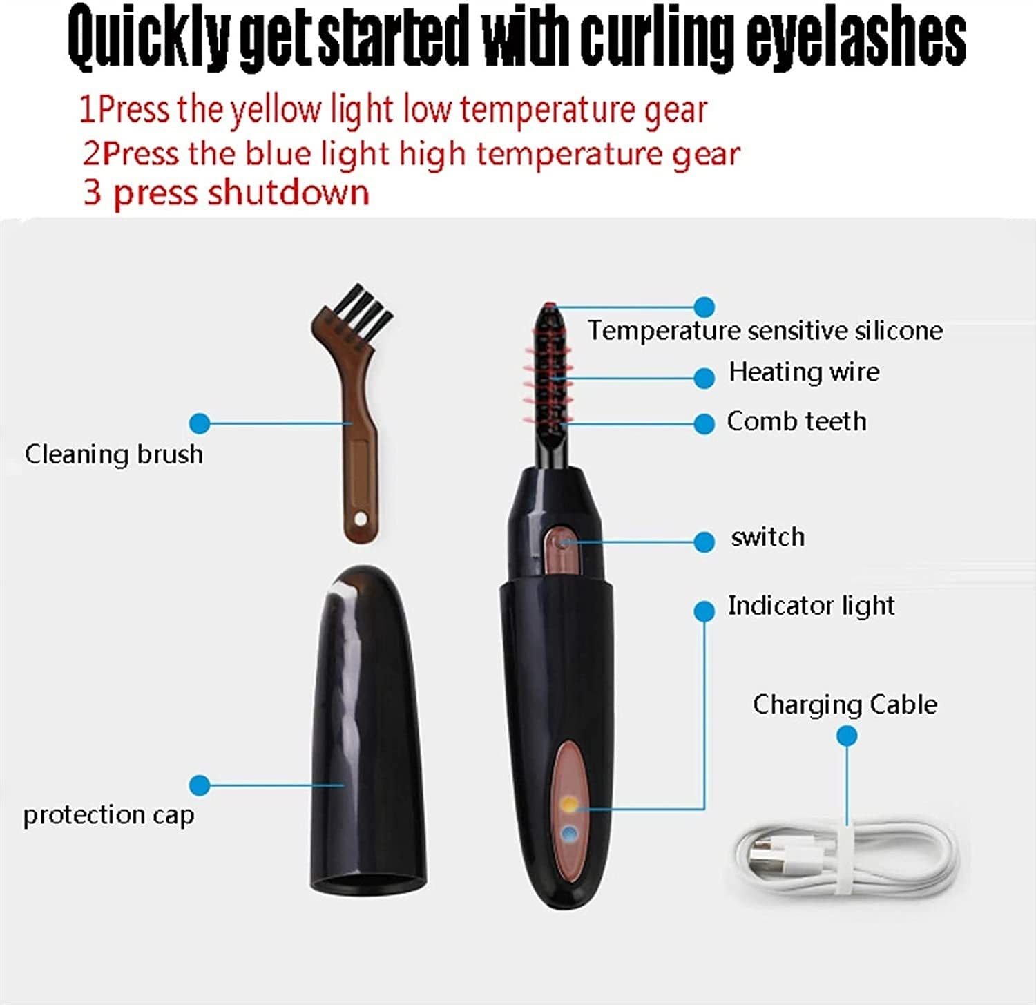 Two-Temperature USB Heated Eyelash Curler