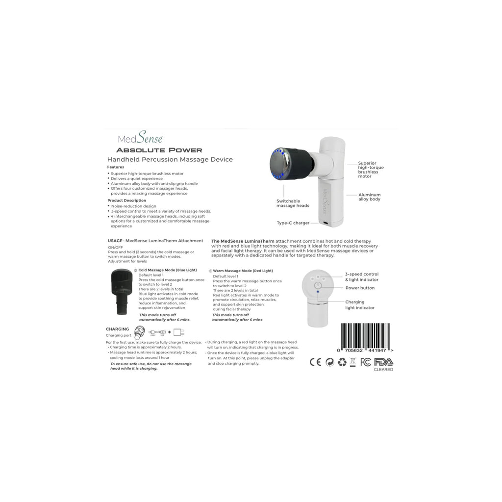 Percussion Massage Gun with Light and Thermal Attachment
