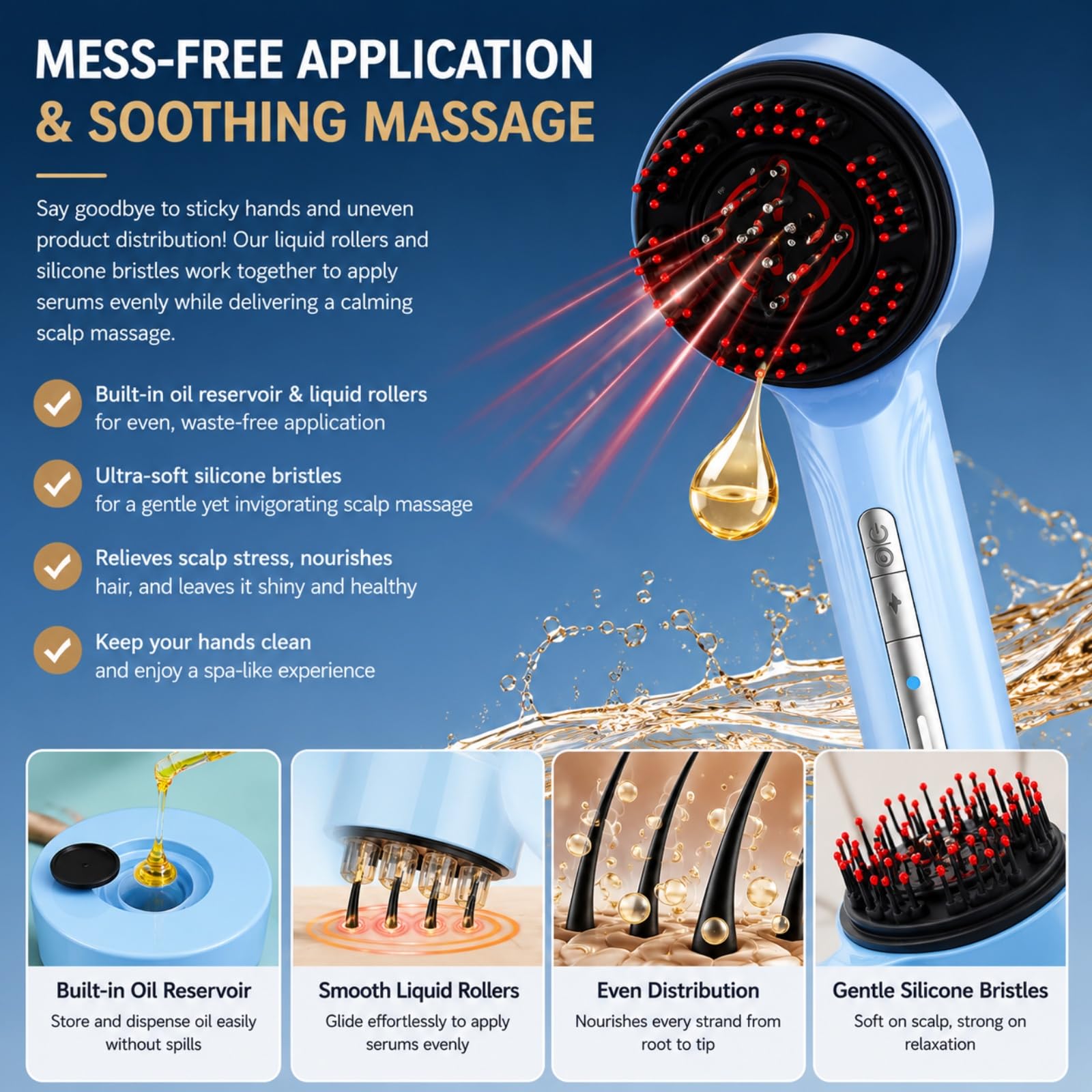 3-in-1 Electric Scalp Massager and Oil Applicator