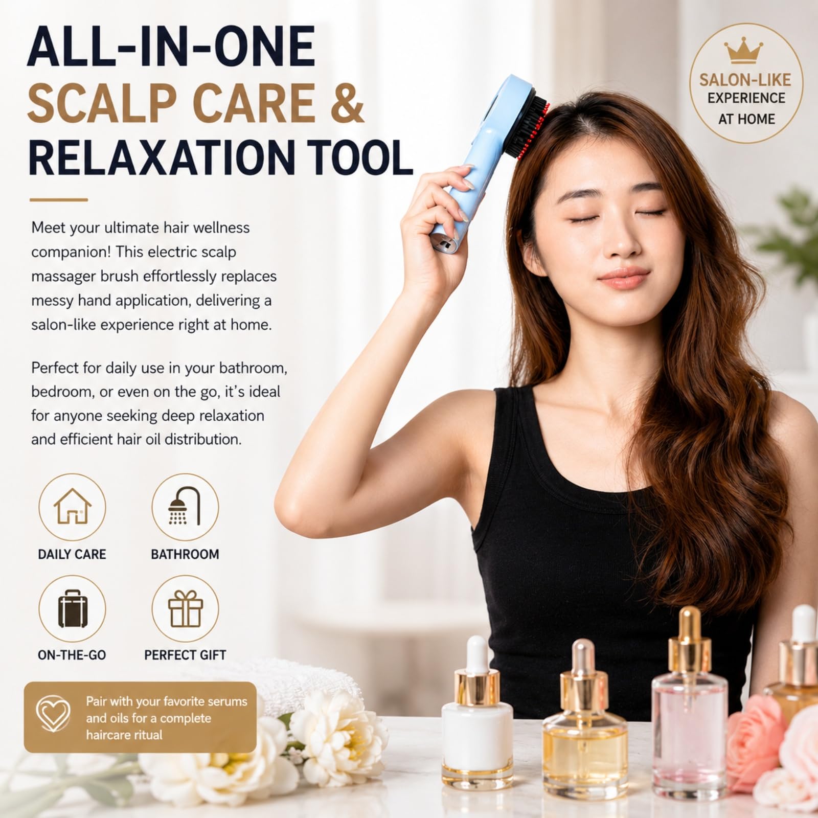 3-in-1 Electric Scalp Massager and Oil Applicator