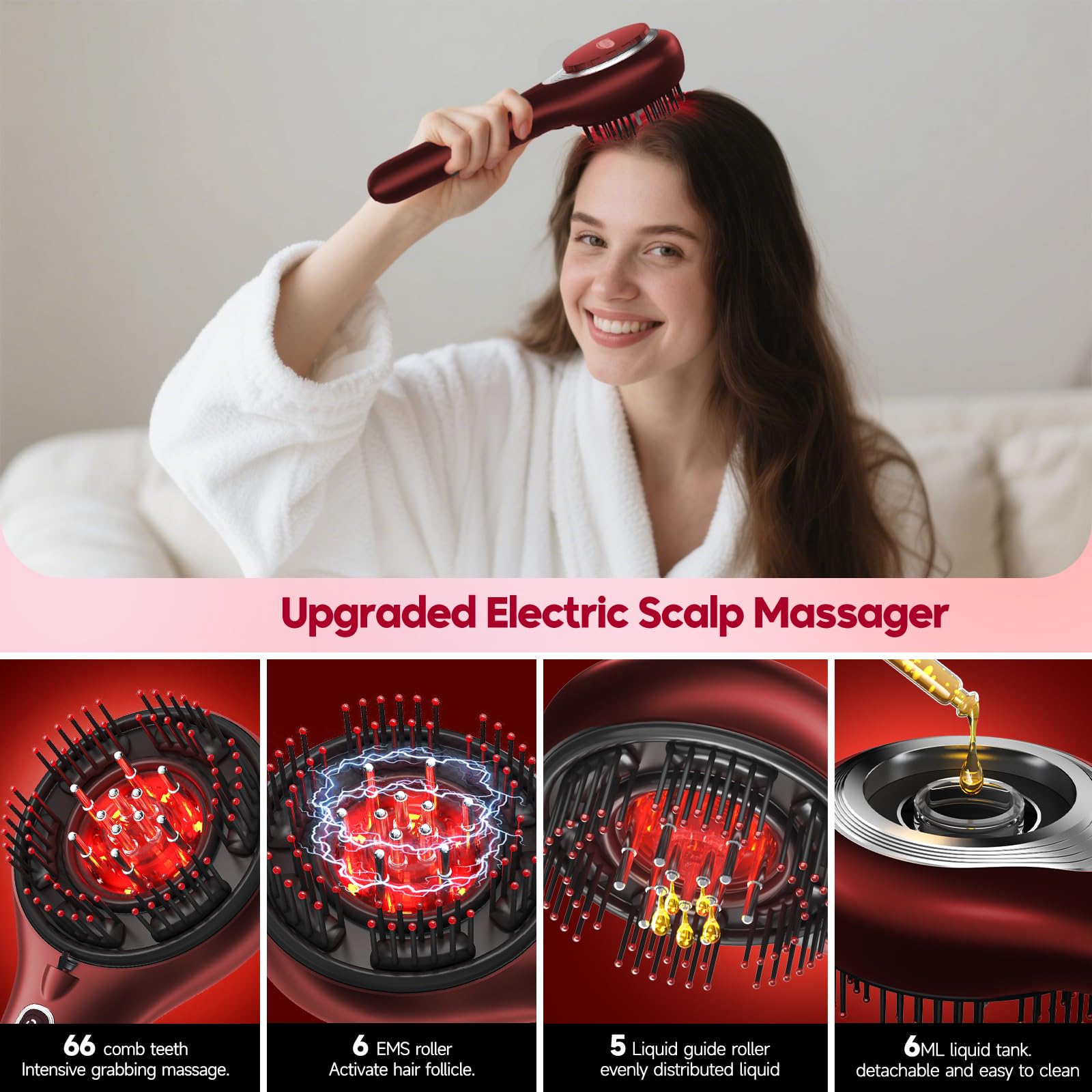 3-in-1 Waterproof Electric Scalp Massager