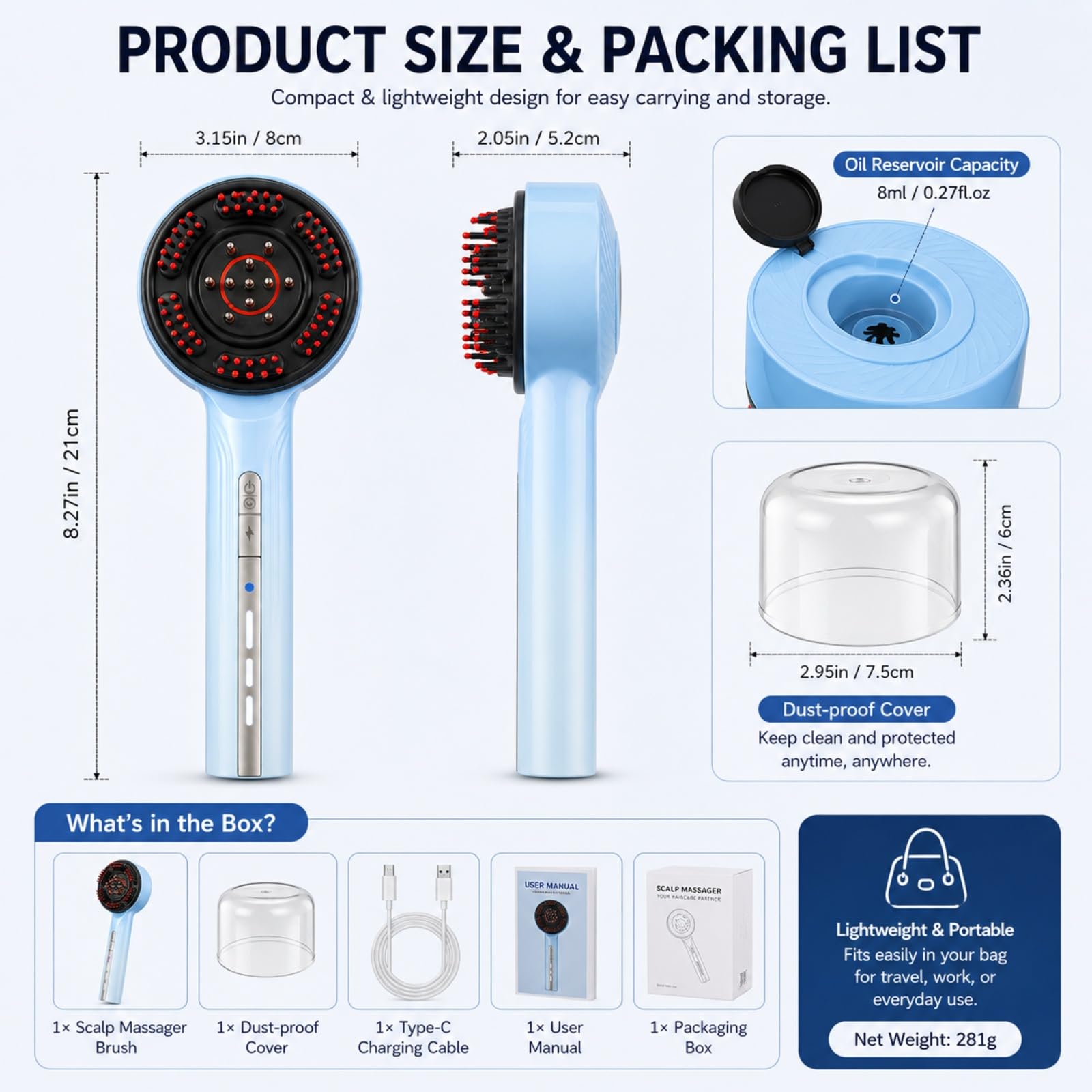 3-in-1 Electric Scalp Massager and Oil Applicator