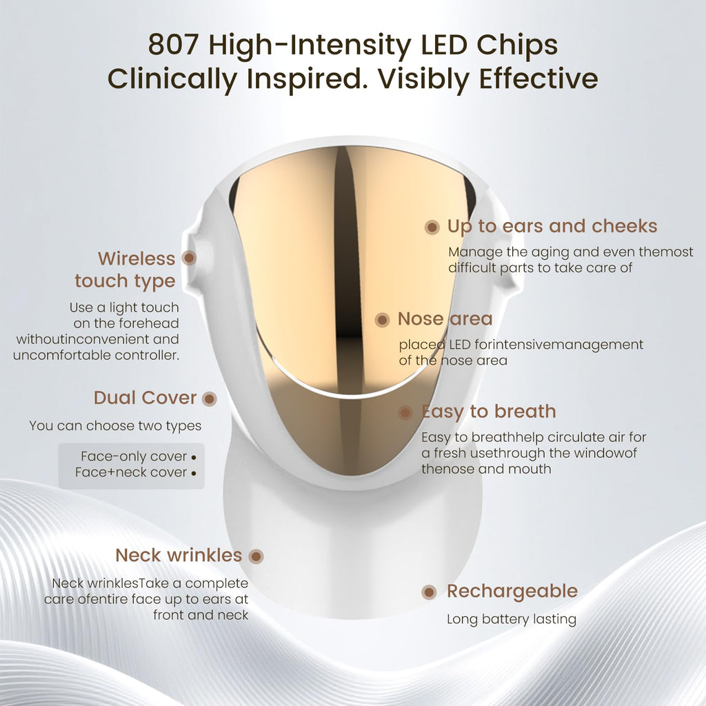 LED Face and Neck Light Therapy Mask