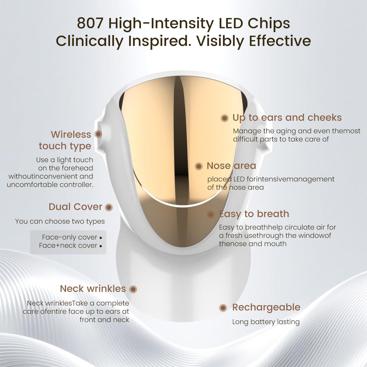 LED Face and Neck Light Therapy Mask